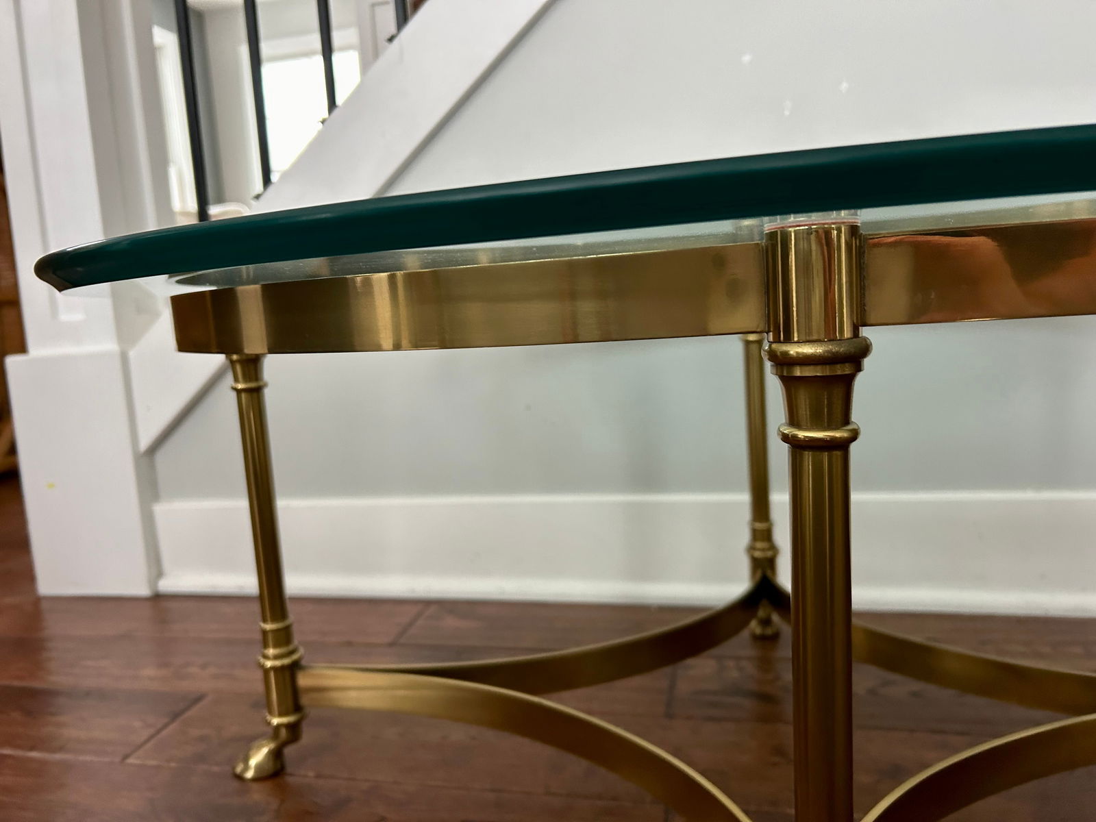 Mid Century LaBarge Petite Oval Brass and Glass Coffee Table - 4