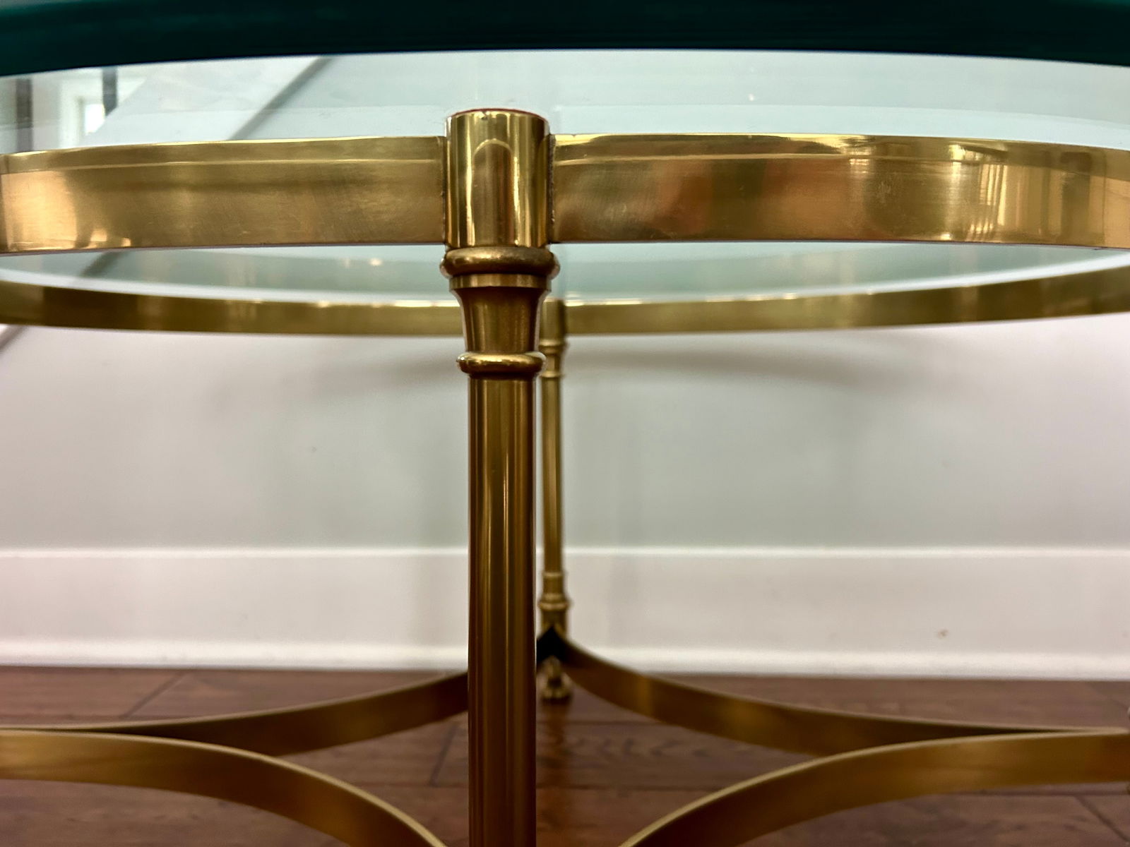 Mid Century LaBarge Petite Oval Brass and Glass Coffee Table - 5