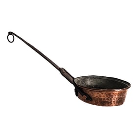 Antique Hand-Forged Copper & Iron Tinned Hearth Ladle (Circa 1850–1900)