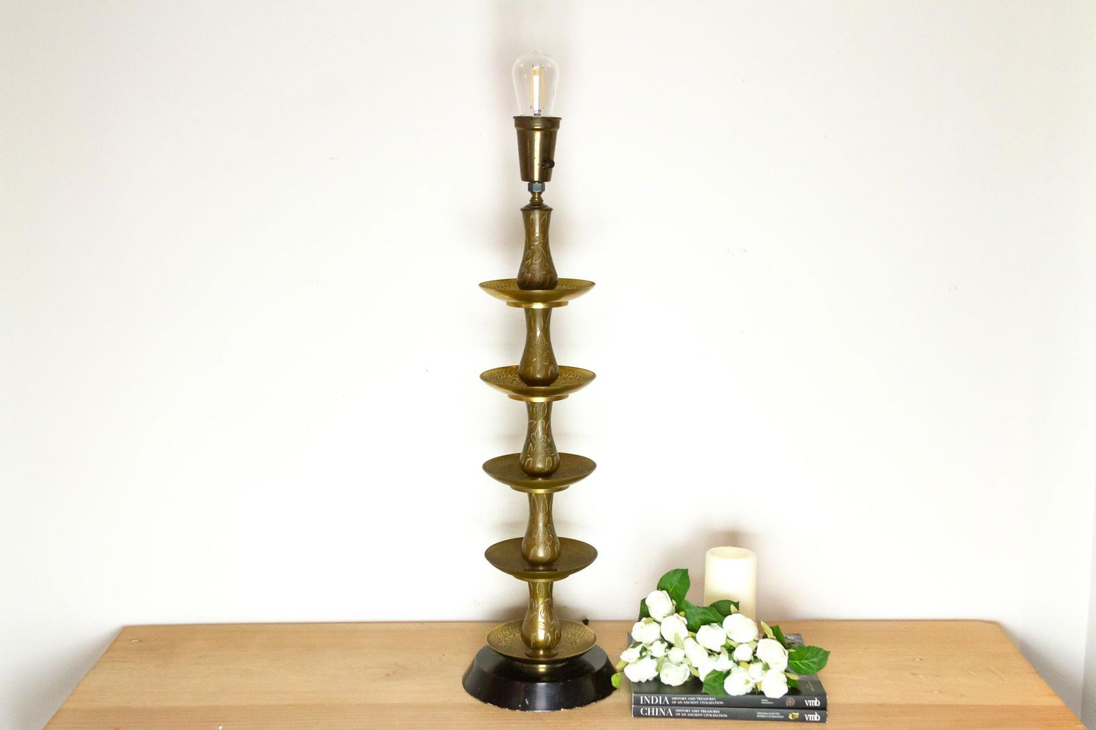 Royal Antique Kashmiri Engraved Brass Lamp - 3