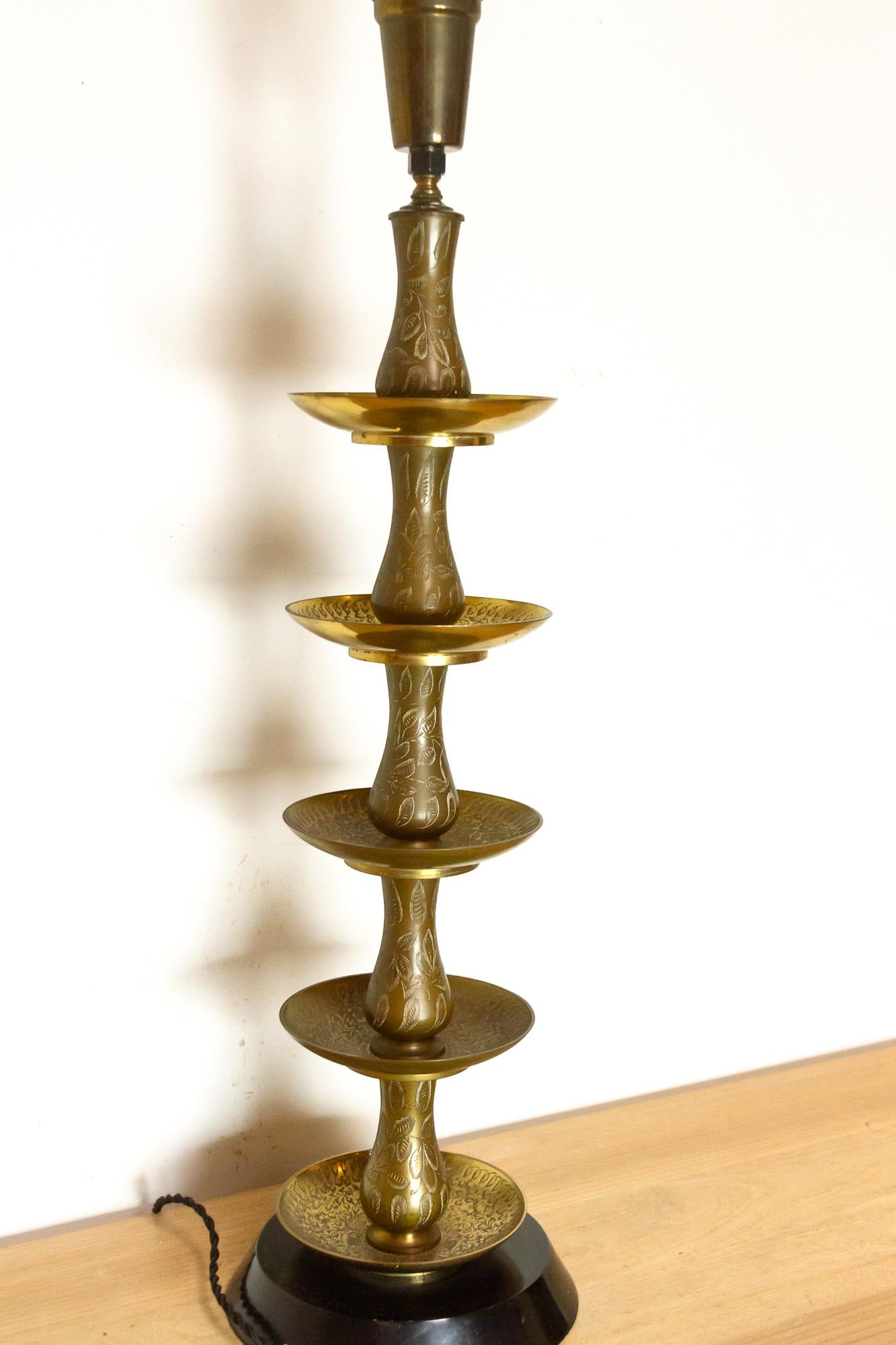 Royal Antique Kashmiri Engraved Brass Lamp - 4