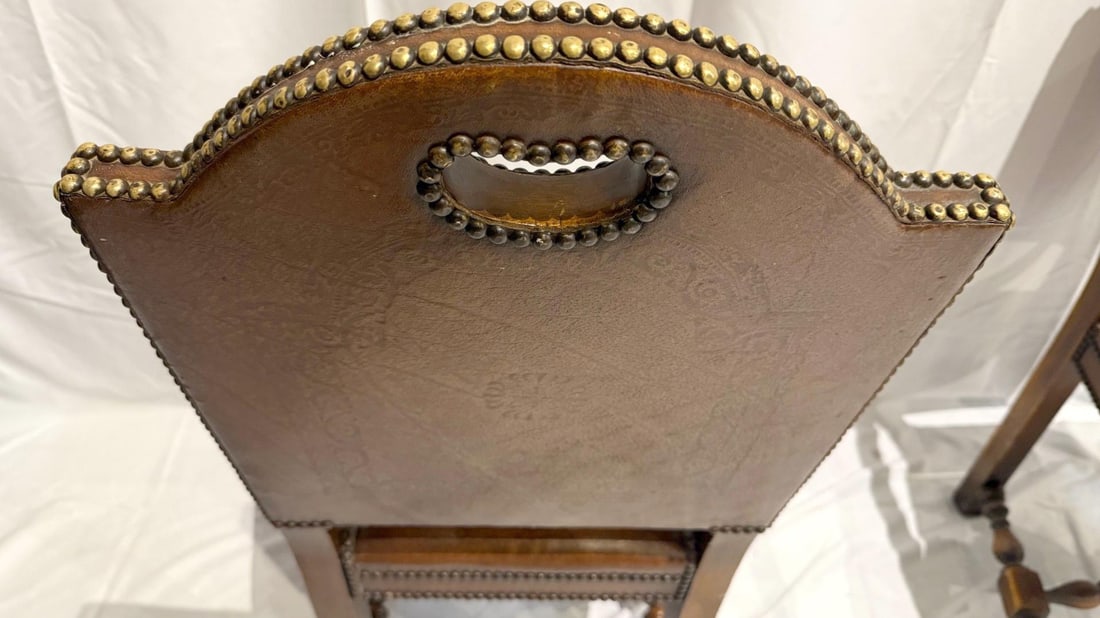 2000s Theodore Alexander Buffalo Hide Leather Dining Chairs - Set of 8 - 7