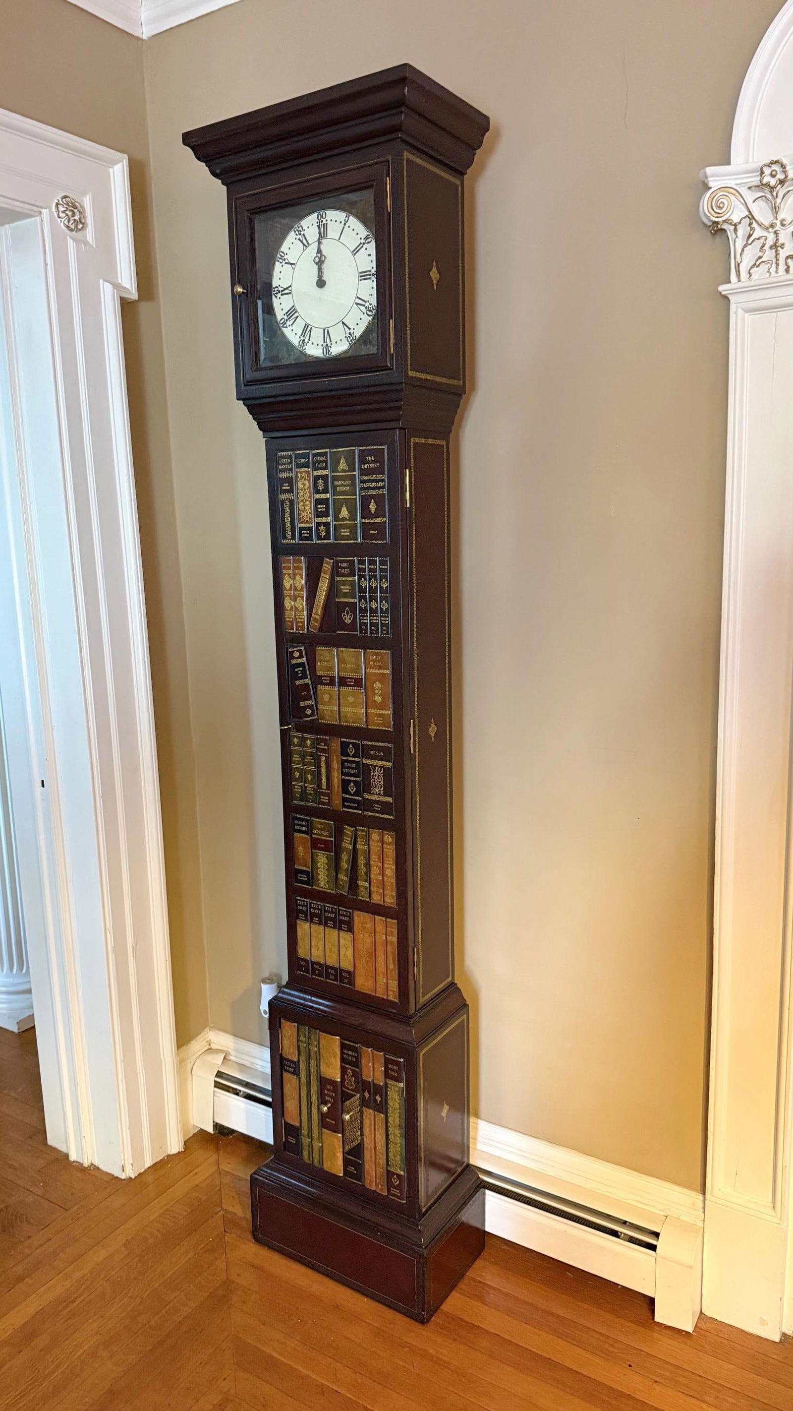Late 1990s Maitland-Smith Grandfather Clock With Bookspline Leather Detailing - 2
