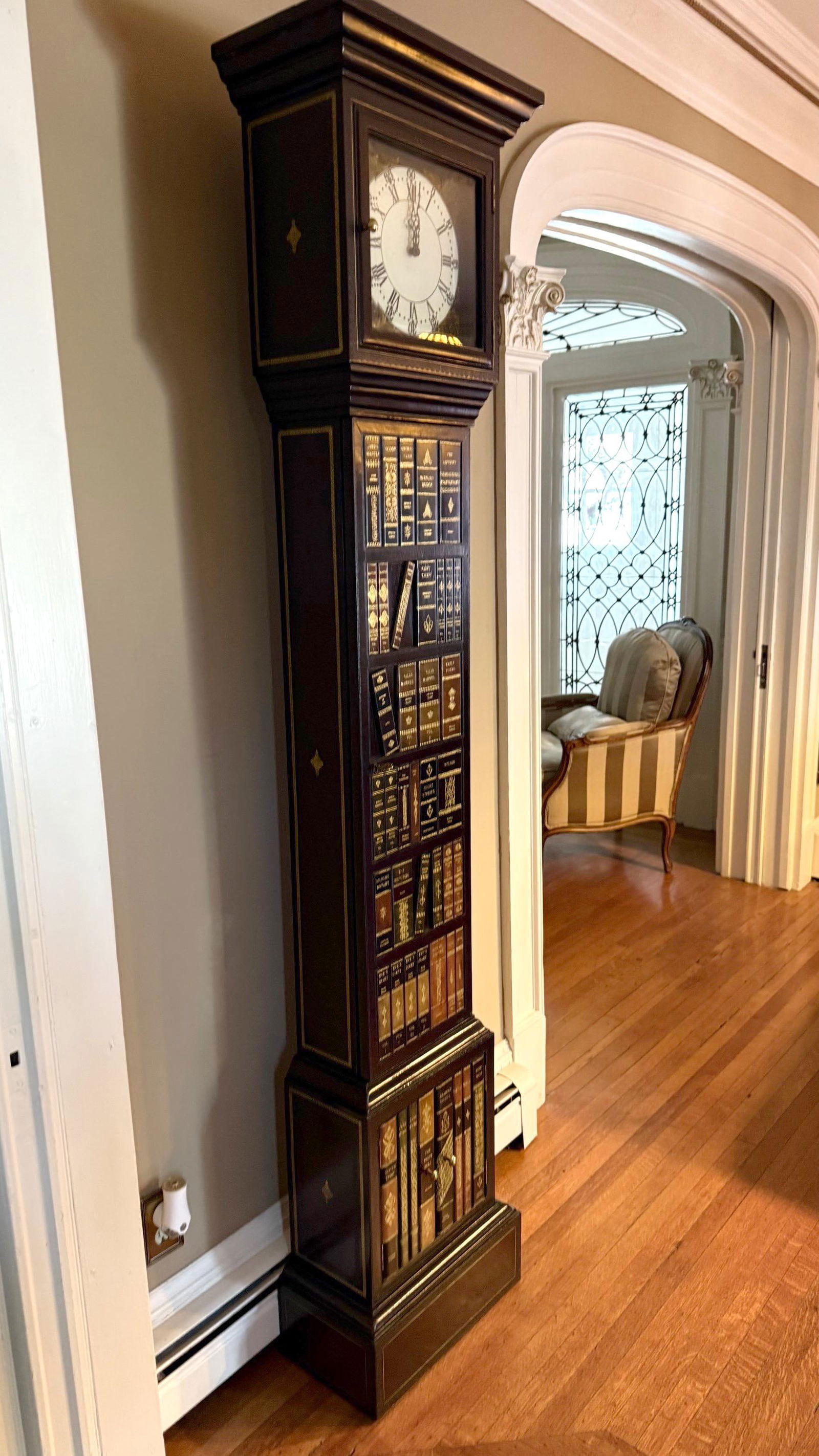 Late 1990s Maitland-Smith Grandfather Clock With Bookspline Leather Detailing - 3