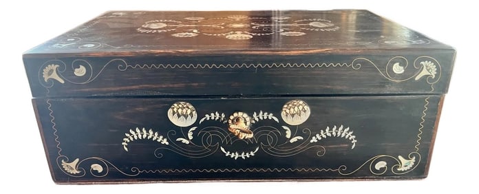 Restored Ebony Mother of Pearl Inlay Writing Box Circa 1900
