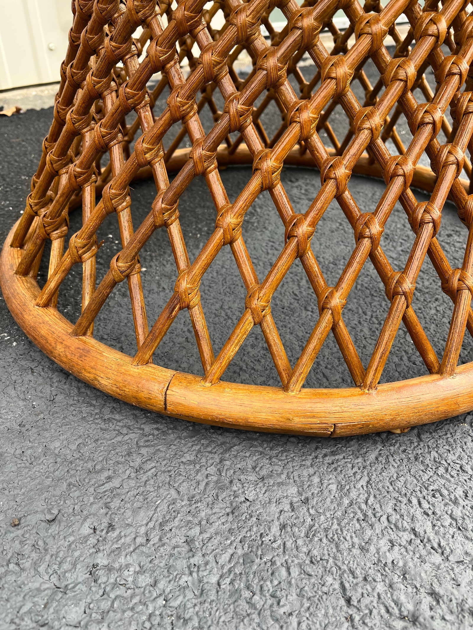 Sculptural Rattan Hourglass Dining Table- Glass Top - 4