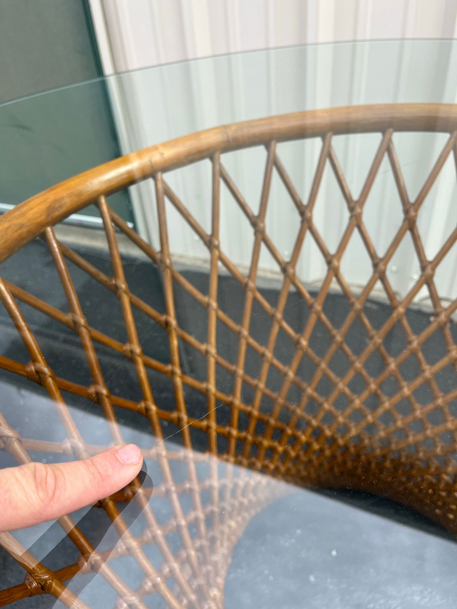 Sculptural Rattan Hourglass Dining Table- Glass Top - 9