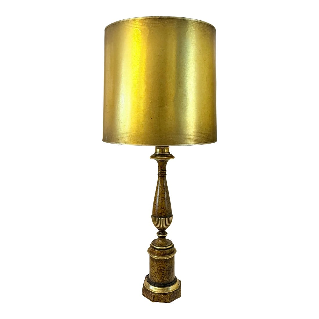 Vintage Mid-Century Borghese Hollywood Regency Italian Parcel Gilt Table Lamp With Original Shade (1 of 11)