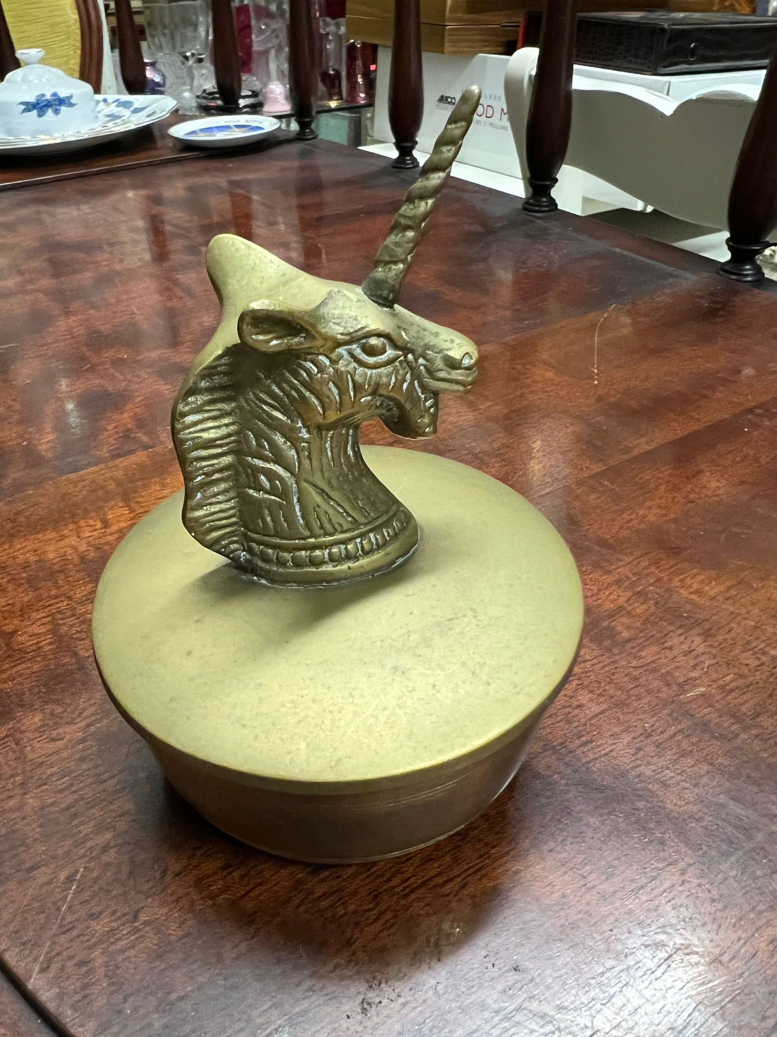Vintage Brass Unicorn Box - 4