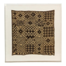 Antique Kuba People Framed Textile