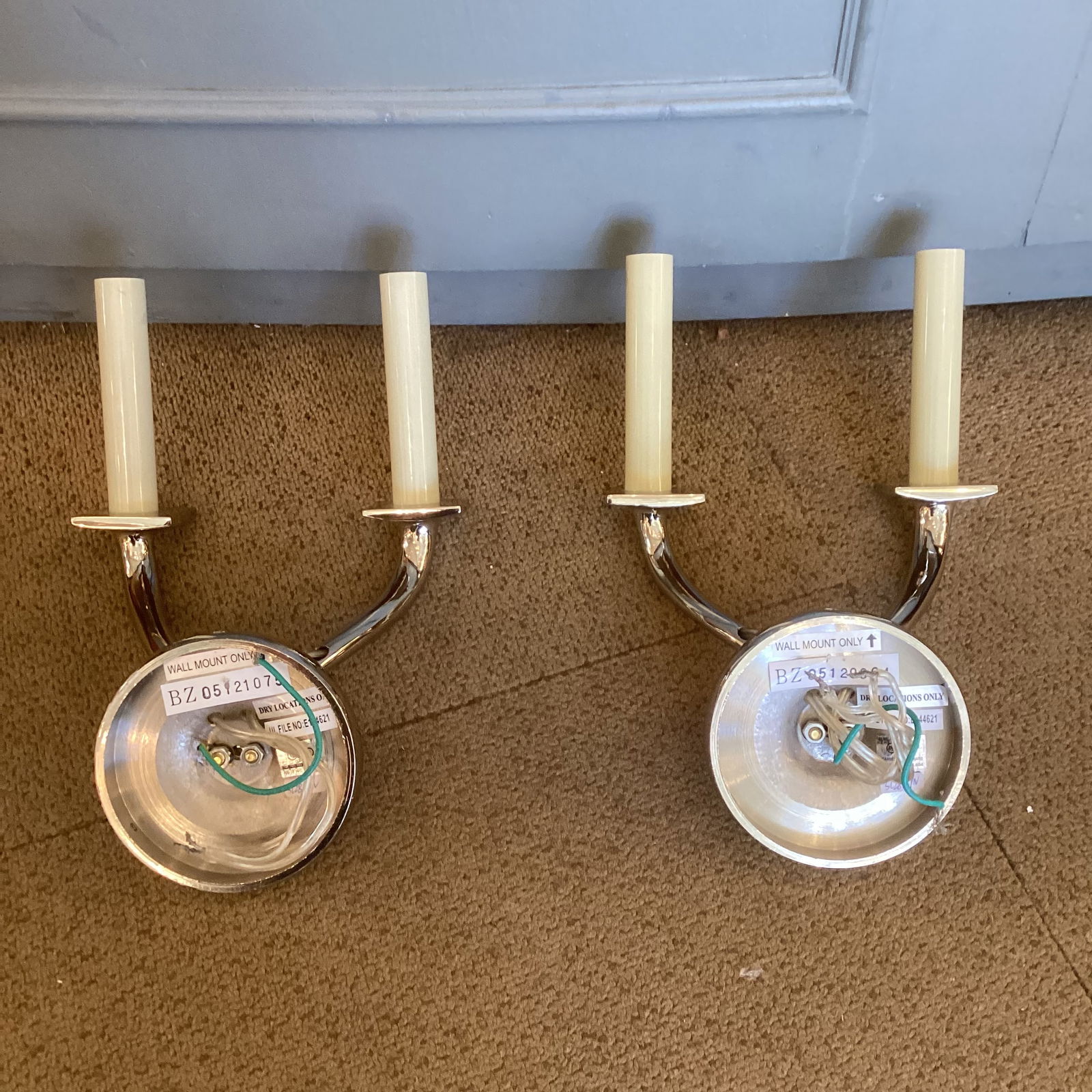 Pair of Restoration Hardware Attributed Chrome Two Arm Wall Sconces - 2