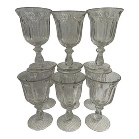 Vintage Imperial Glass "Old Williamsburg Clear" Wine Glasses - a Set of 9