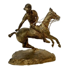 Mid 20th Century Equestrian Cast Bronze Polo Horse Sculpture