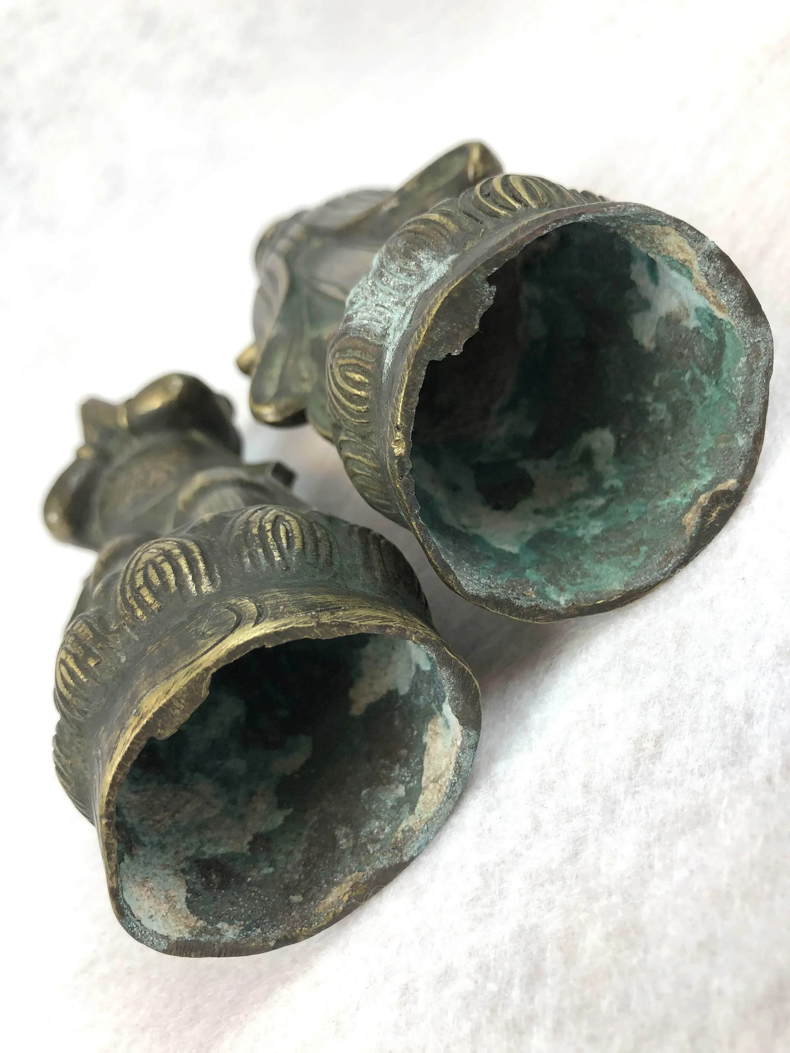 1920s Antique Chinese Brass Children Statues - a Pair - 10