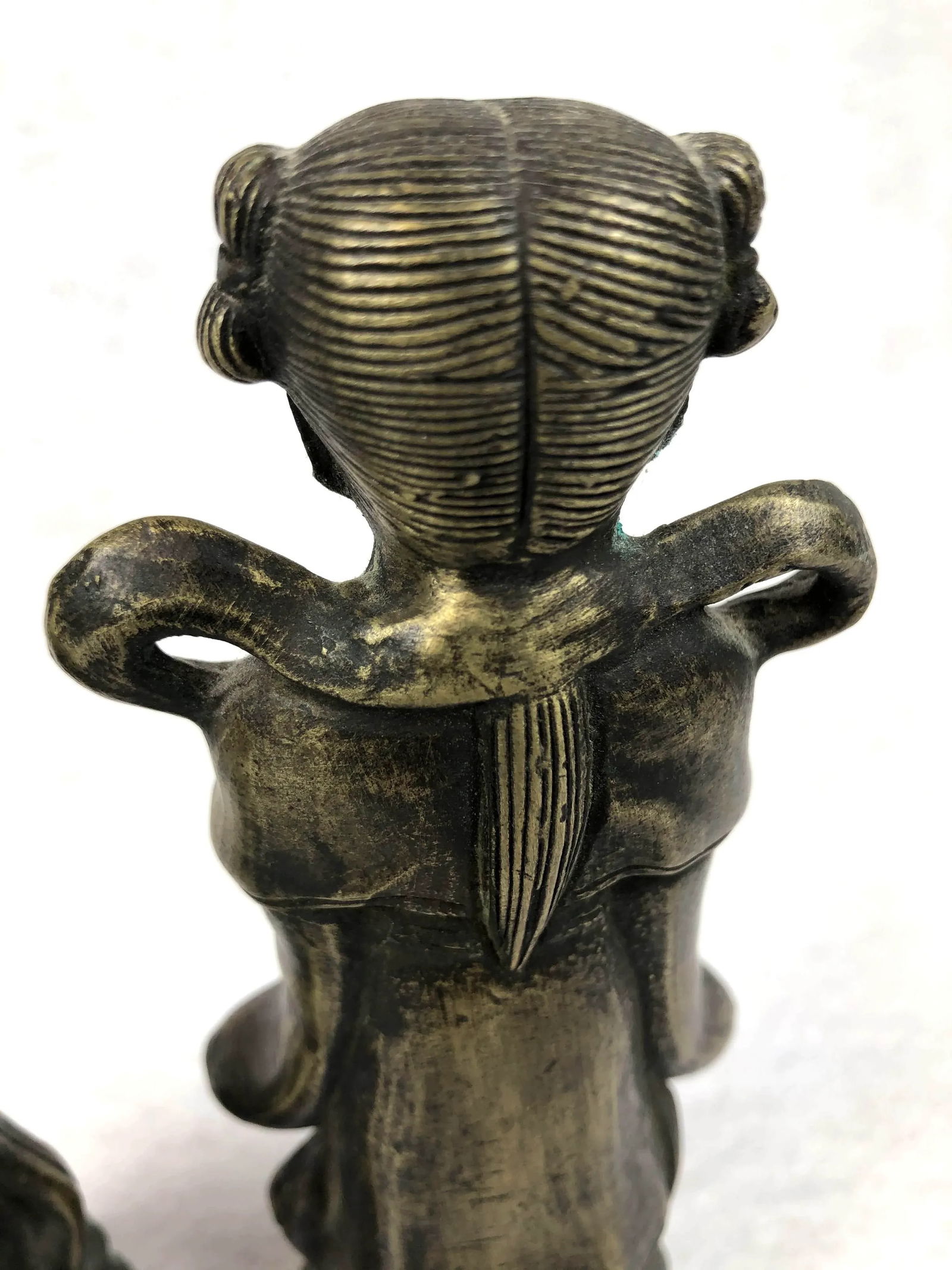 1920s Antique Chinese Brass Children Statues - a Pair - 5