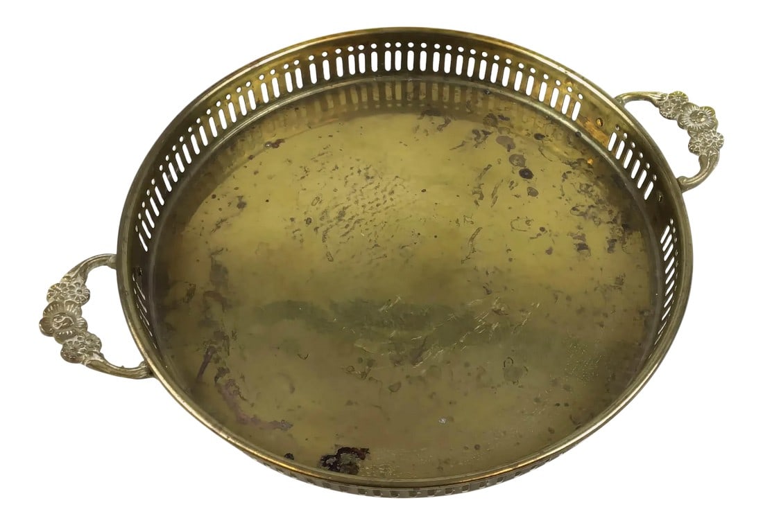 Art Deco Style Brass Round Tray (1 of 11)