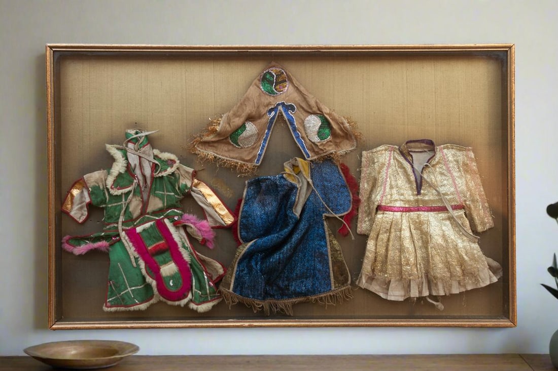Framed Collection of Antique Children's Robes - 2
