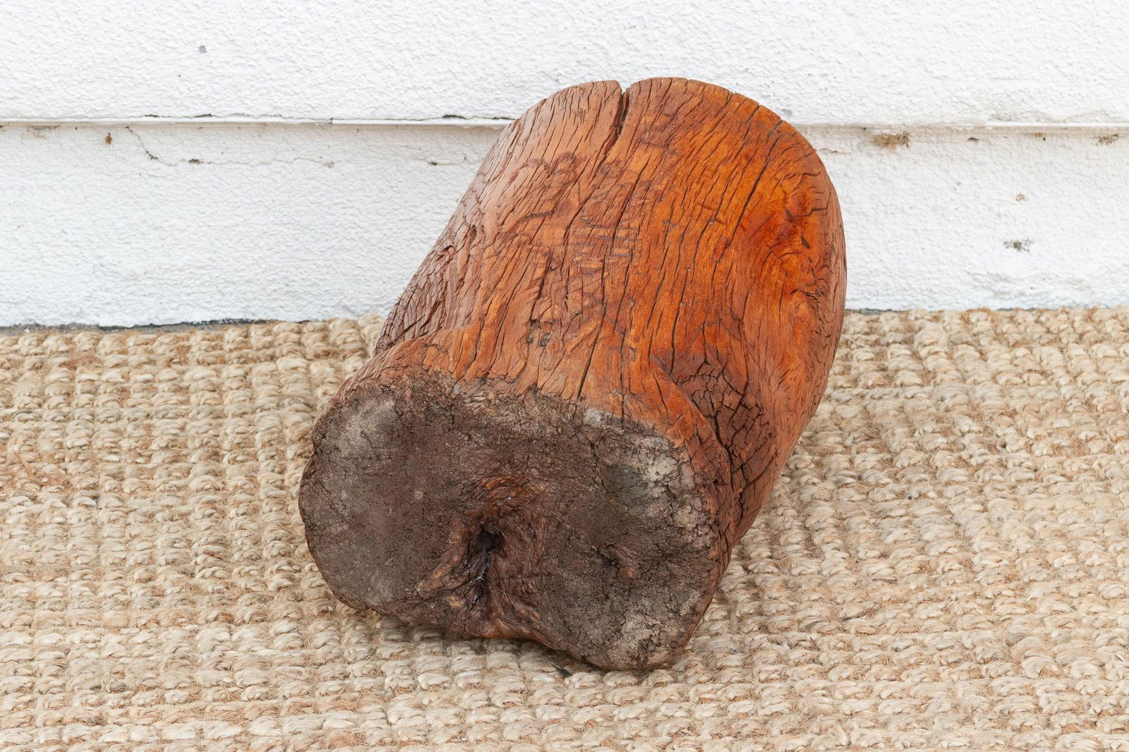 19th Century Rustic Antique Chinese Mortar, Carved Wood Planter - 7