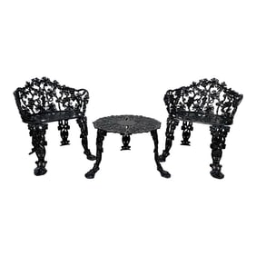 Cast Iron Victorian Garden Table and Chairs - Set of 3