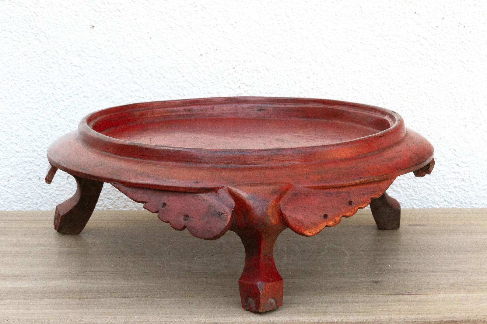 Large Round Red Lacquered Burmese Tray - 3