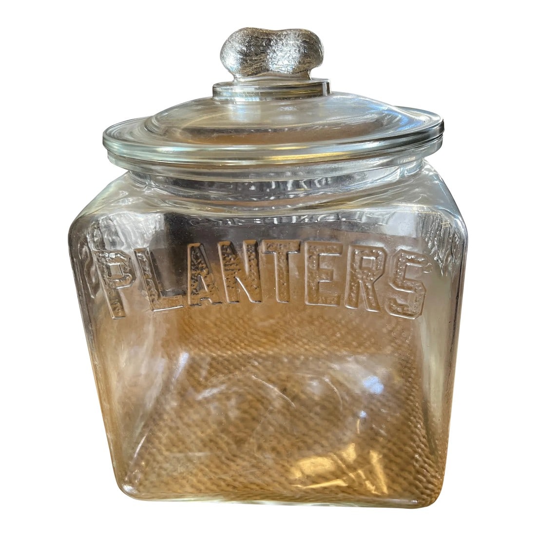 1930s Clear Square Peanut Planters Jar With Lid (1 of 8)