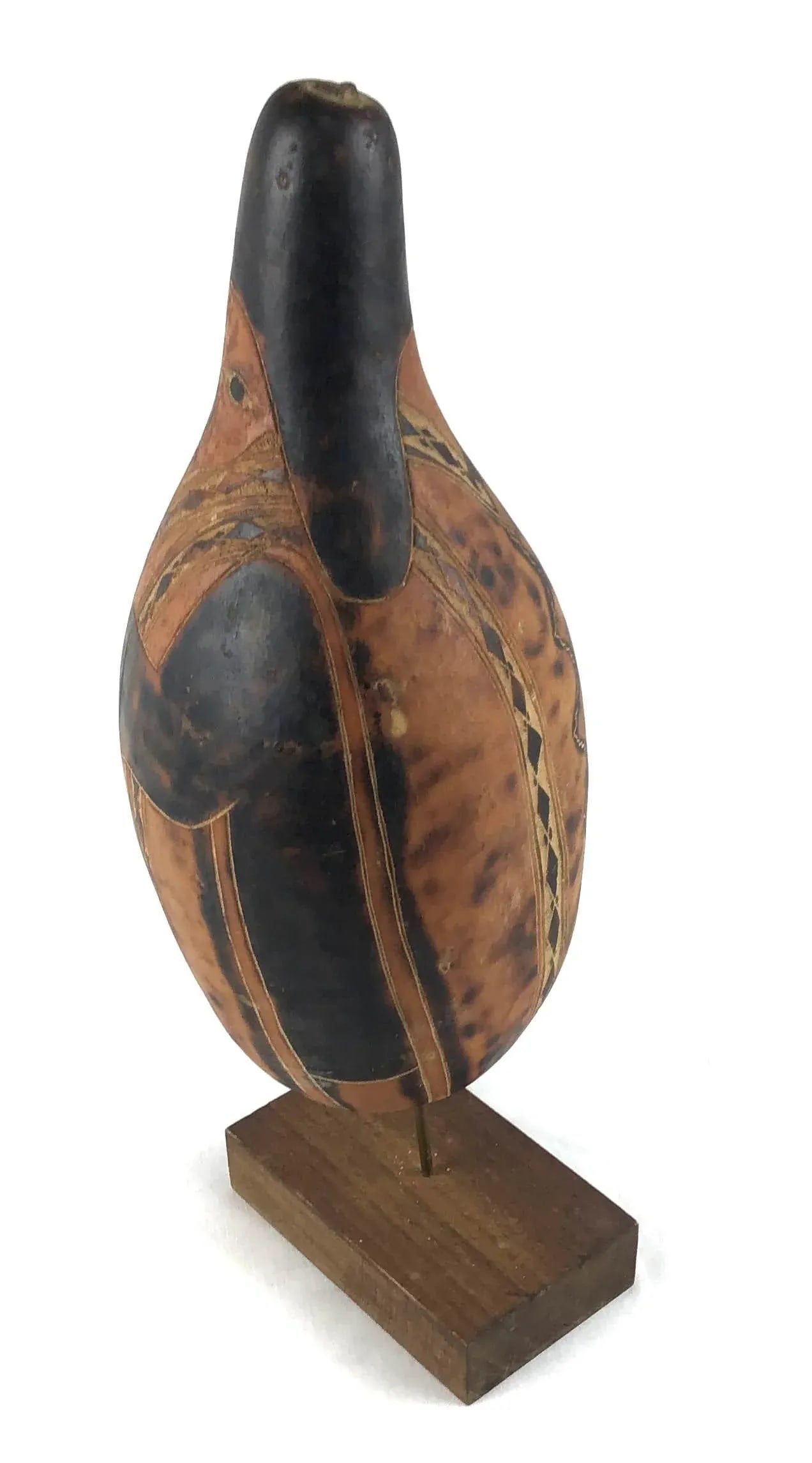 Vintage Artisan Painted Wood Gourd Statue - 3
