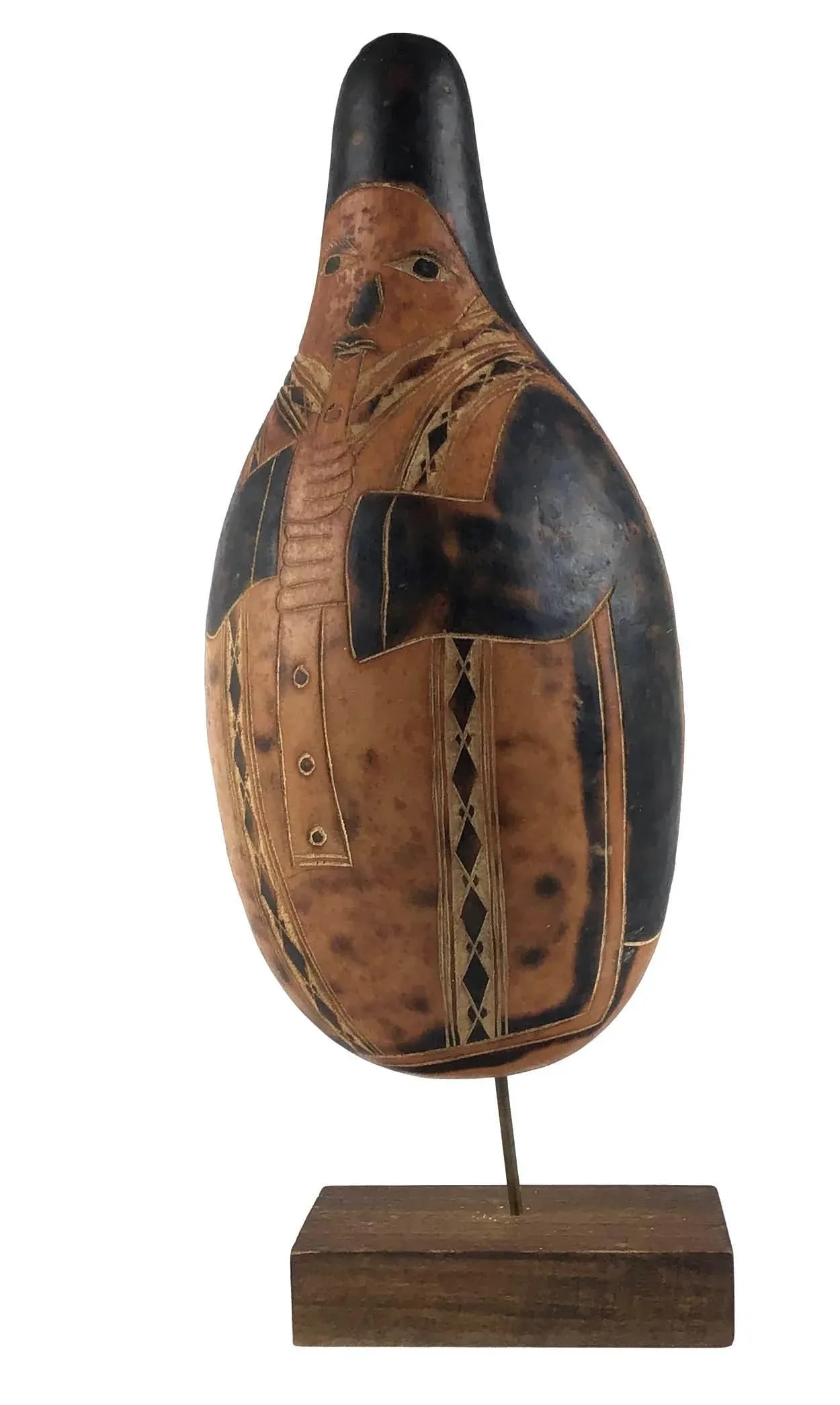 Vintage Artisan Painted Wood Gourd Statue - 5