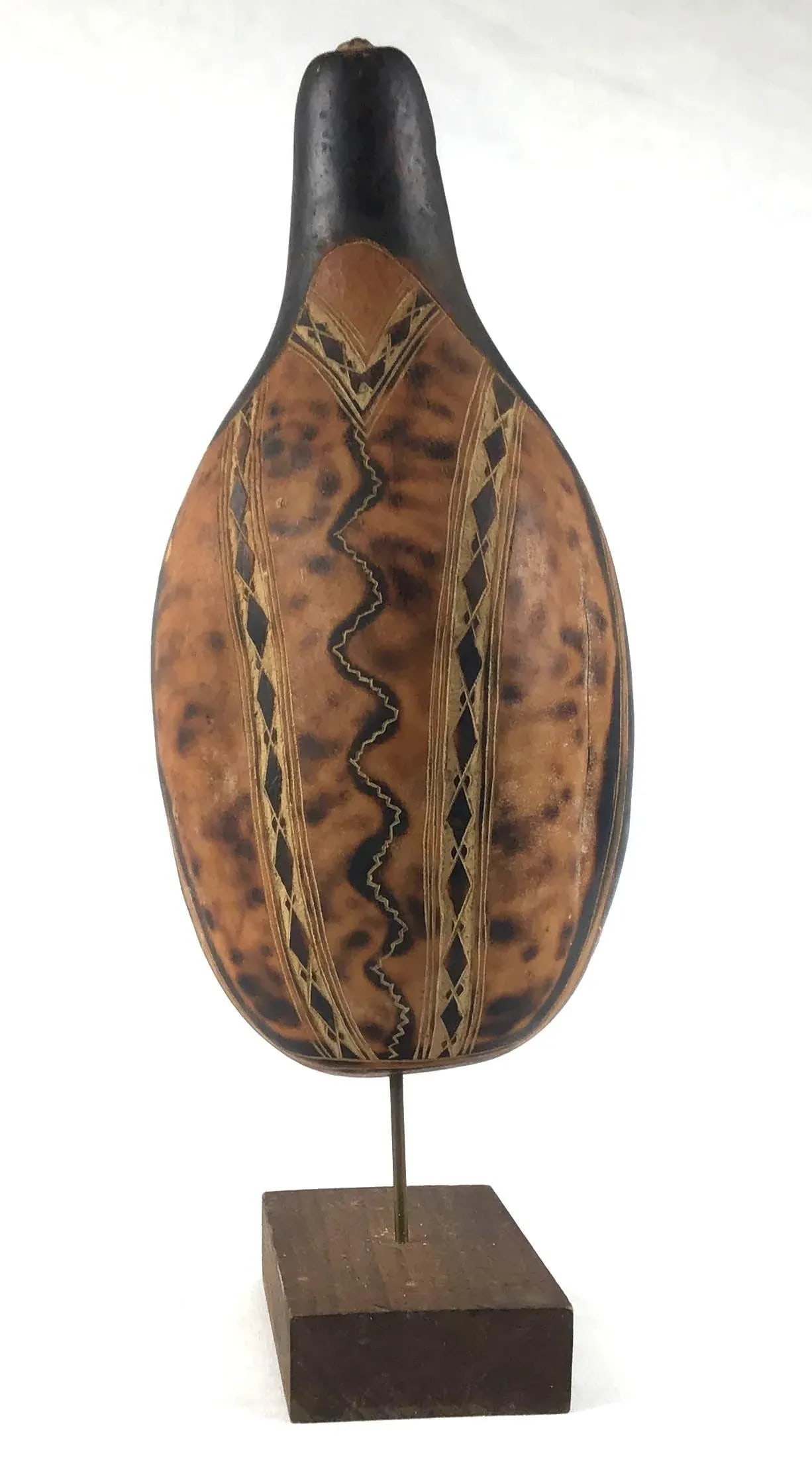 Vintage Artisan Painted Wood Gourd Statue - 6