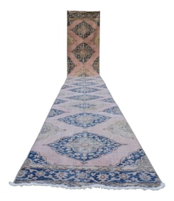 Vintage Turkish Oushak Extra Long Runner With Modern Style 2'10"×23'5"