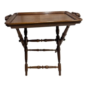 1920s - 1930s Folding Carved Oak Tray Table