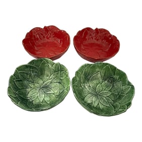 Vietri Foglia Leonardo Majolica Leaf Bowls, Red/Green-a Set