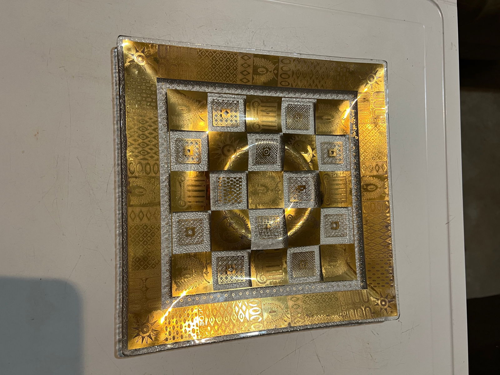 Mid Century Modern Signed Georges Briard "Golden Celeste" Glass Serving Tray - 5