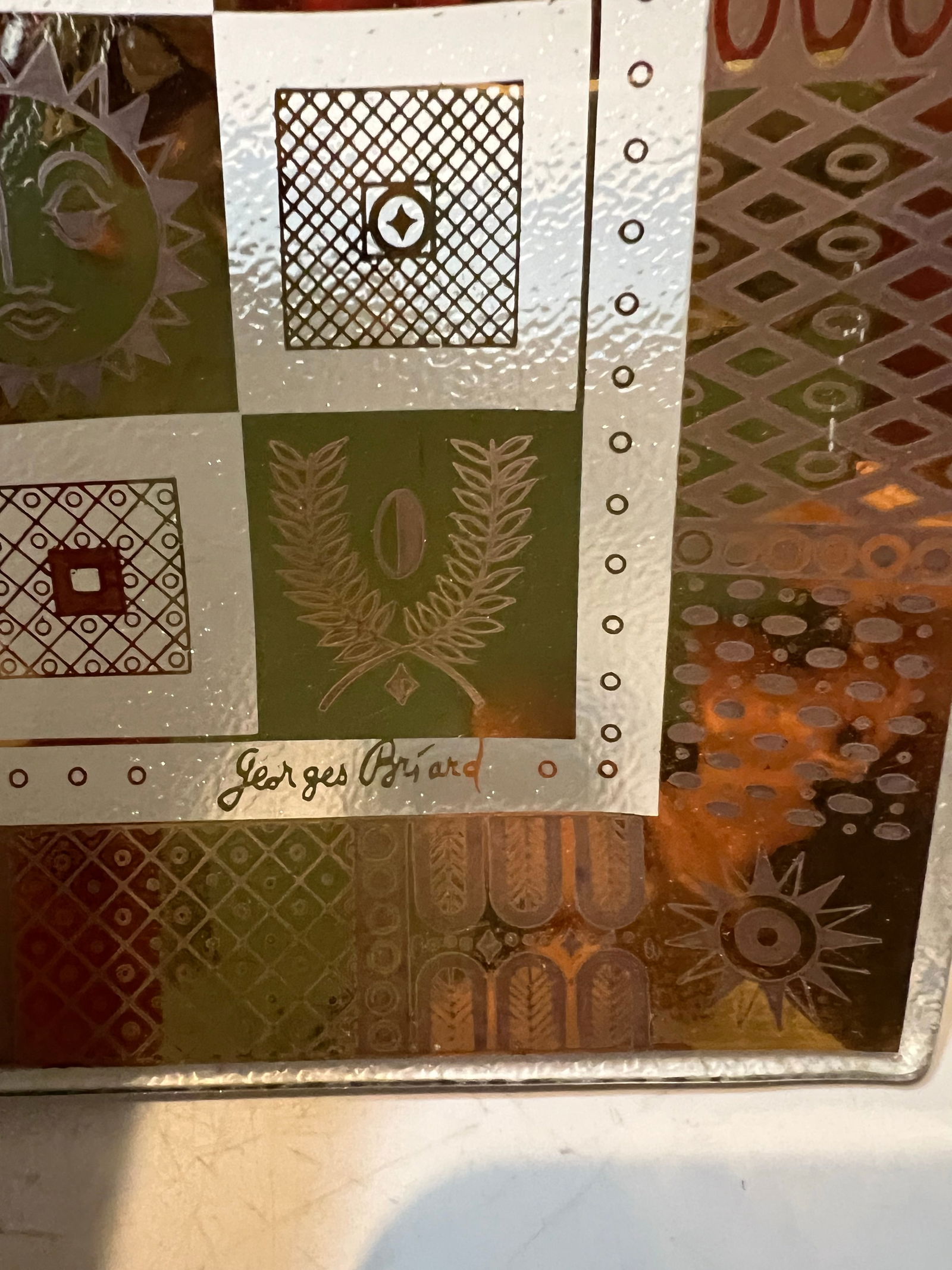 Mid Century Modern Signed Georges Briard "Golden Celeste" Glass Serving Tray - 8