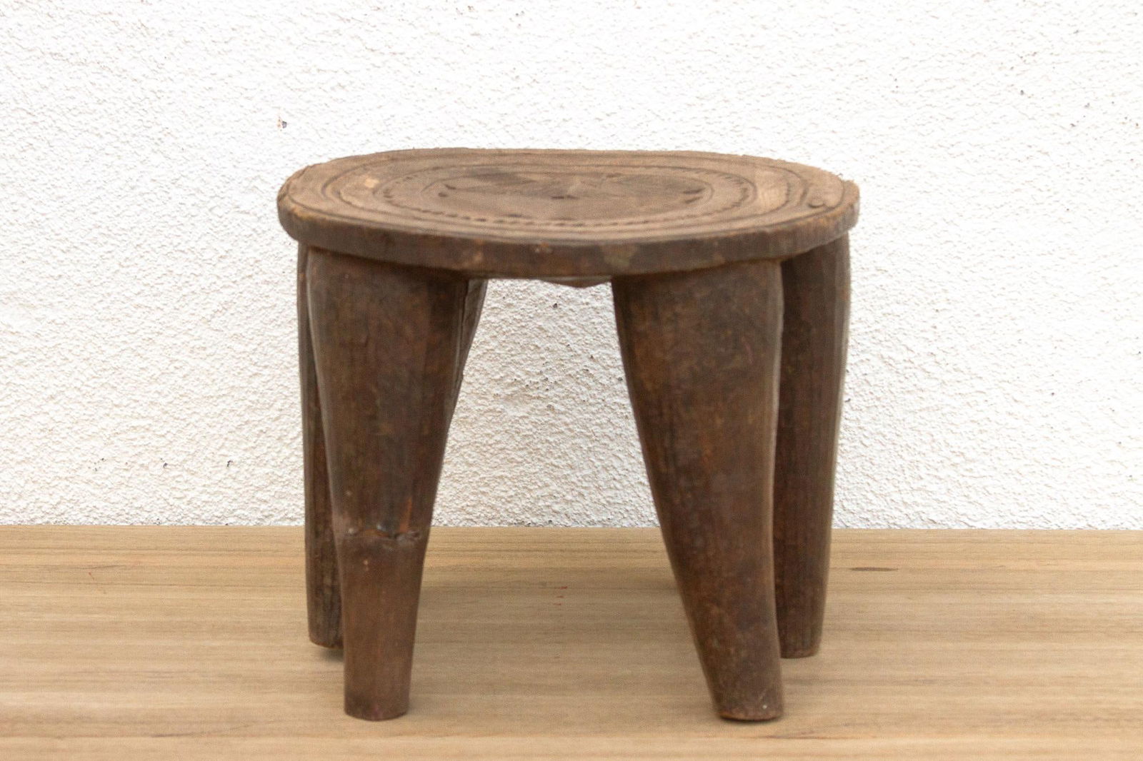 Rustic Finely Carved African Stool - 3