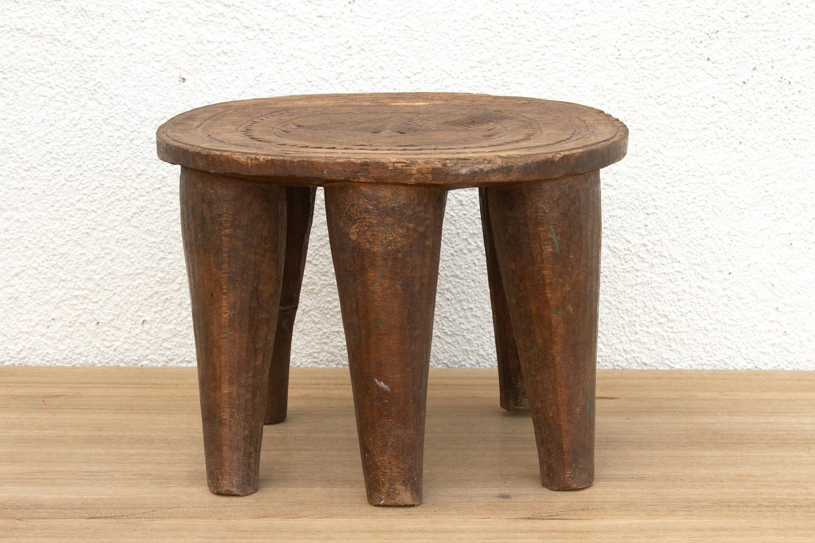 Rustic Finely Carved African Stool - 5