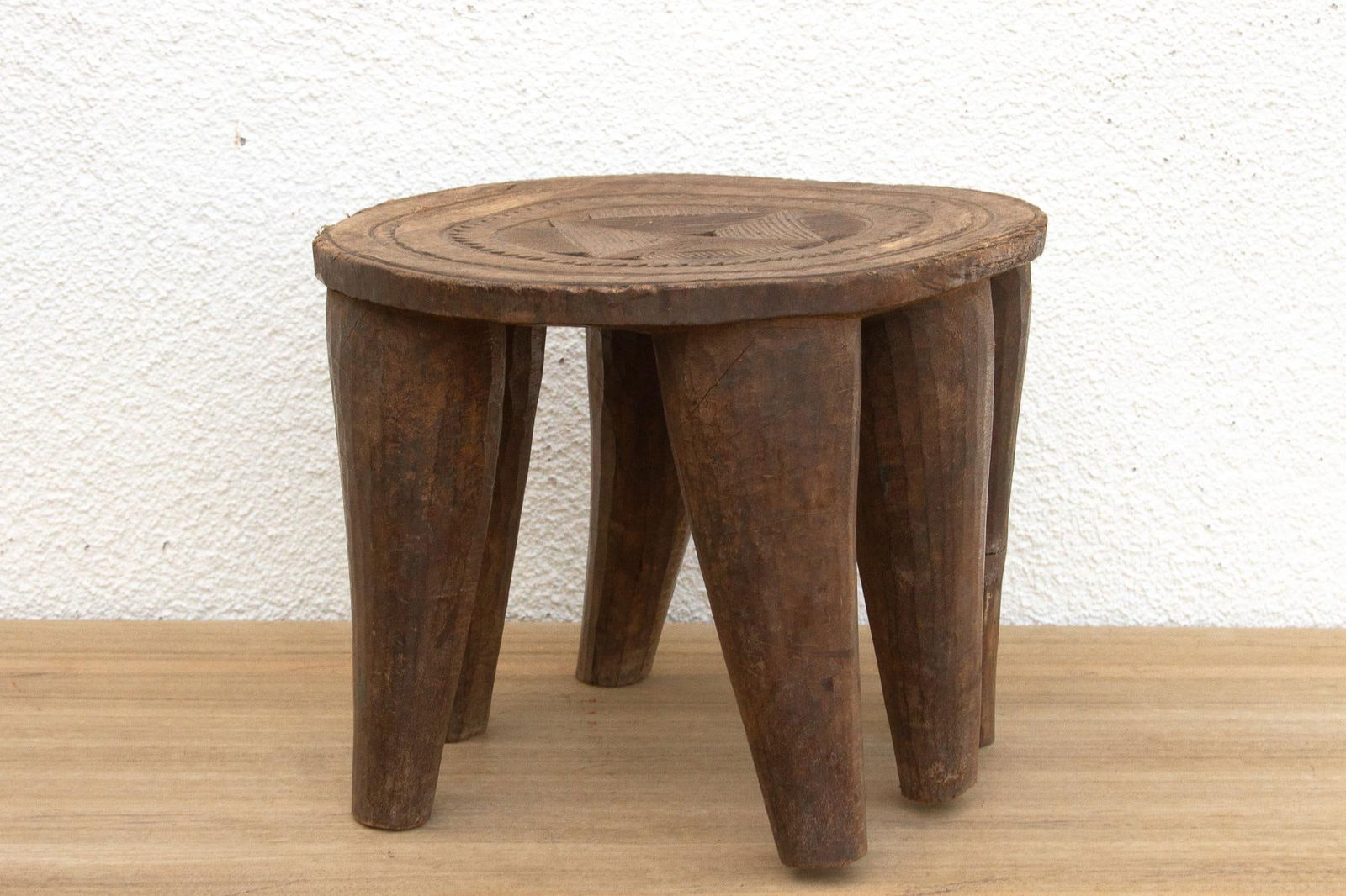 Rustic Finely Carved African Stool - 7