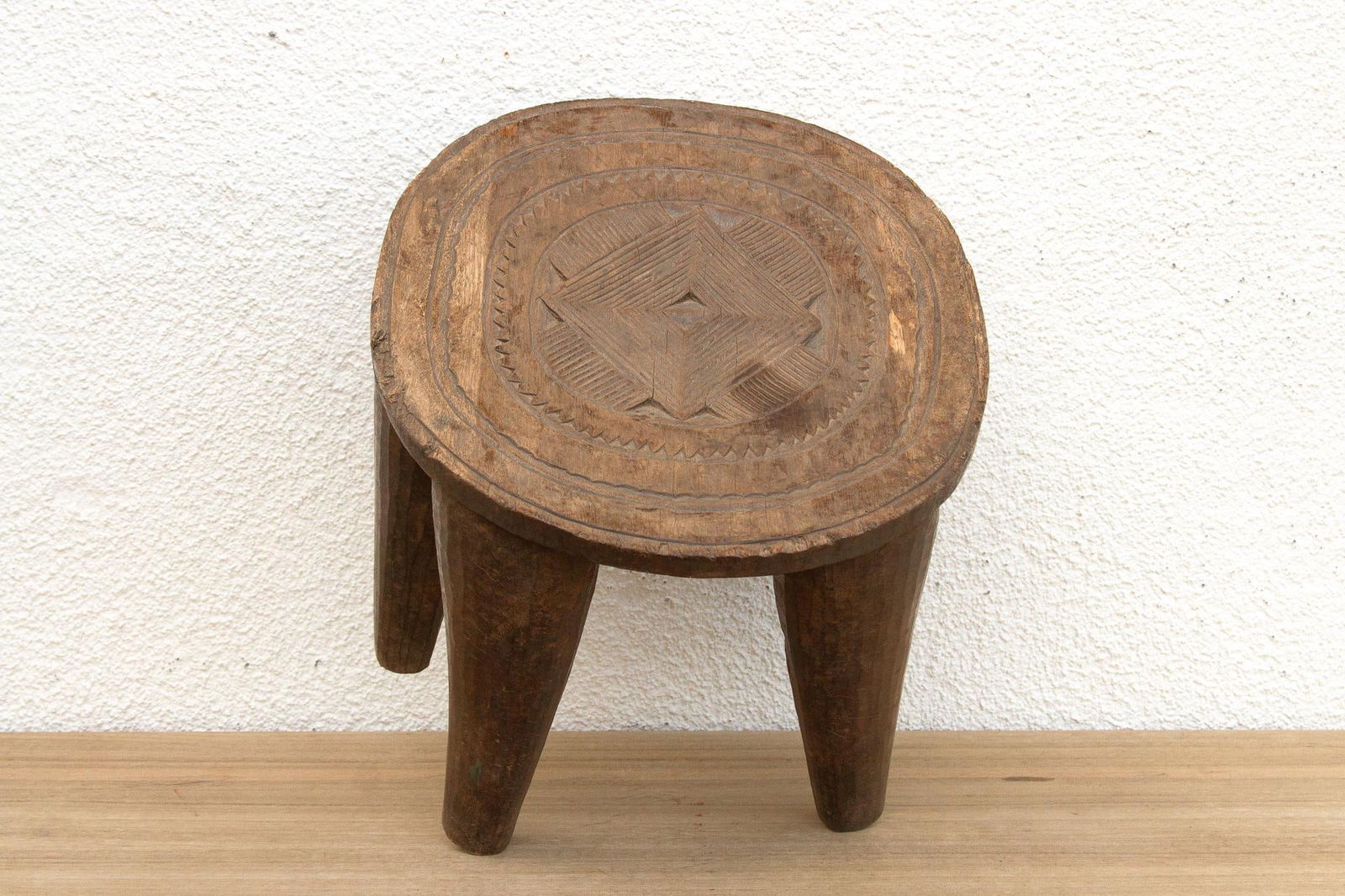 Rustic Finely Carved African Stool - 8