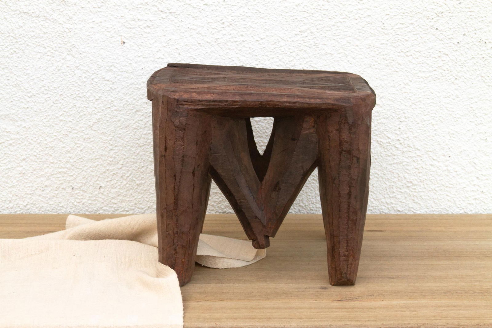 Vintage Market Day Carved Stool - 2