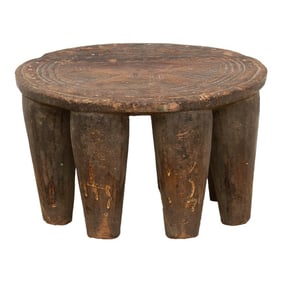 Antique Carved Round Nupe Stool