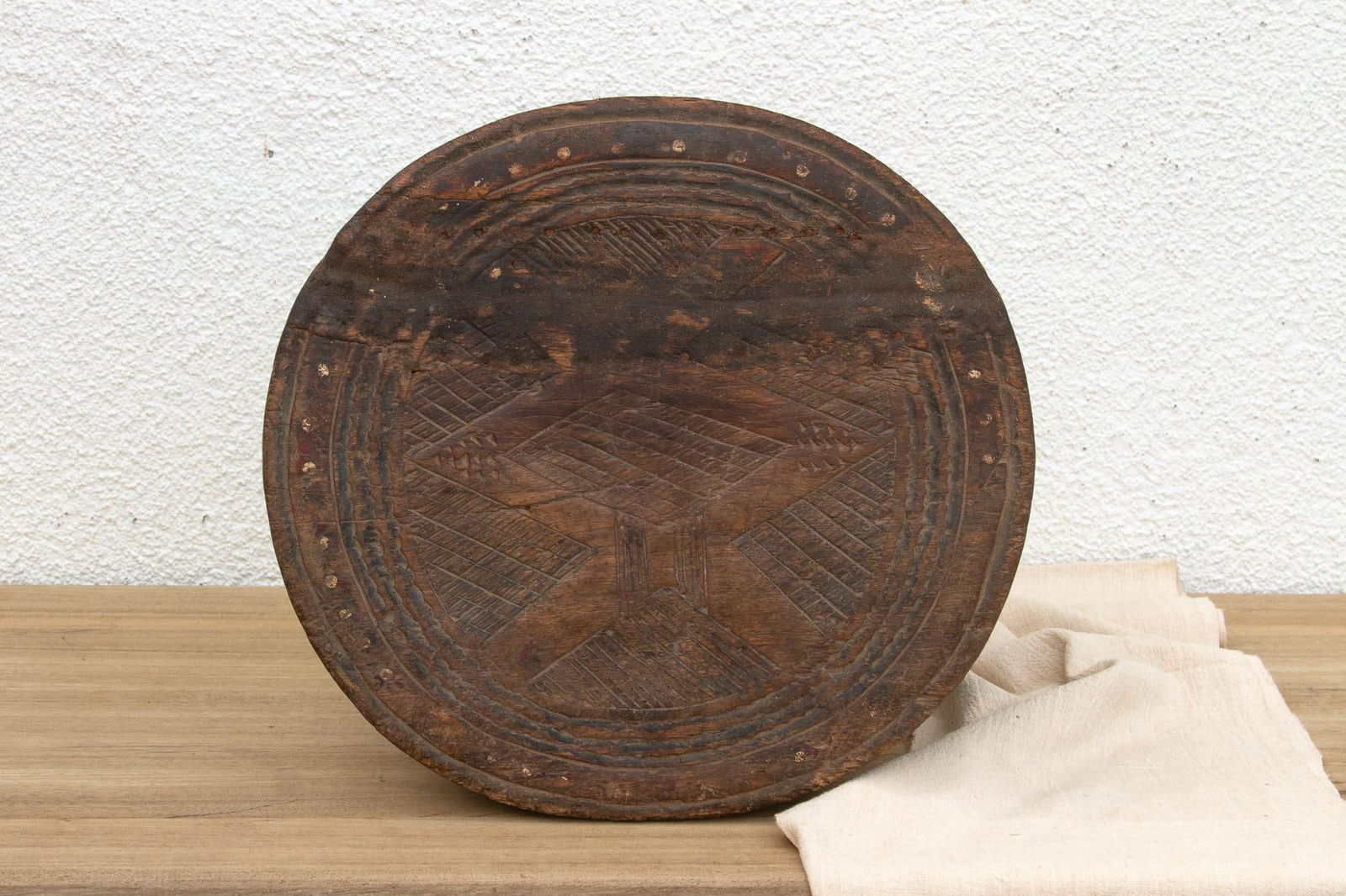 Antique Carved Round Nupe Stool - 3