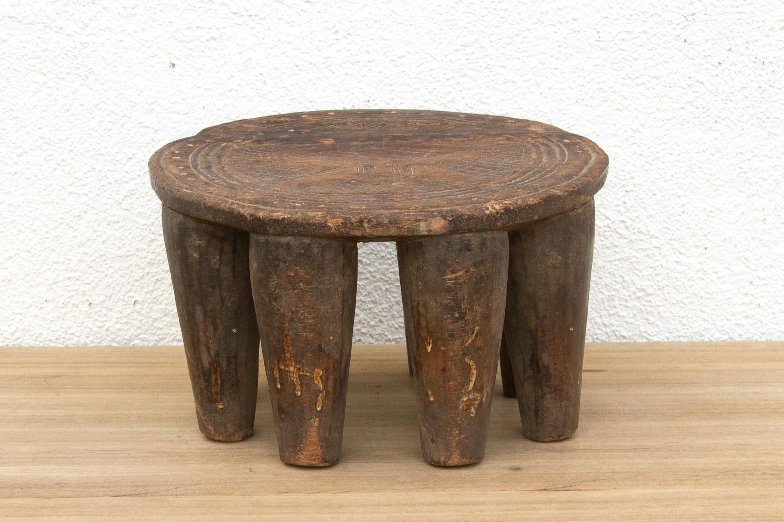 Antique Carved Round Nupe Stool - 4