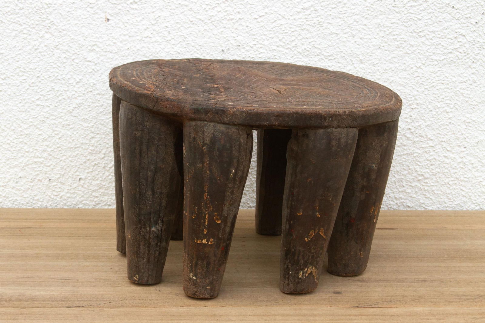 Antique Carved Round Nupe Stool - 6