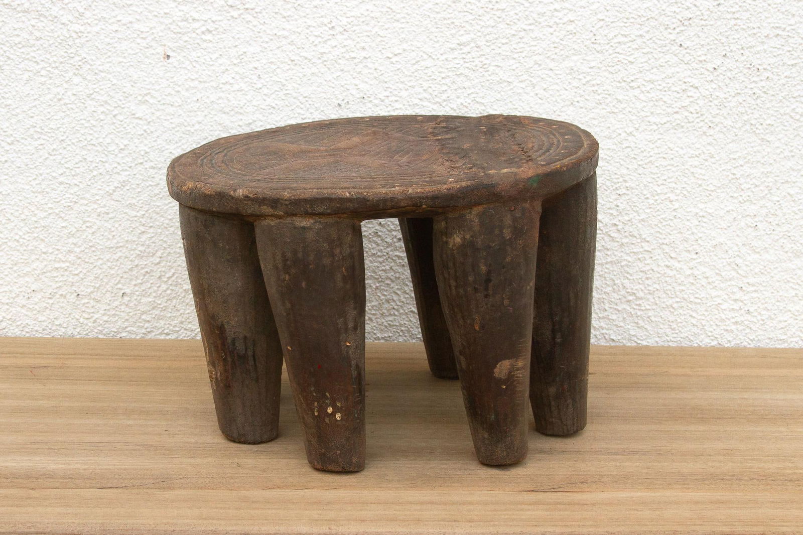 Antique Carved Round Nupe Stool - 7