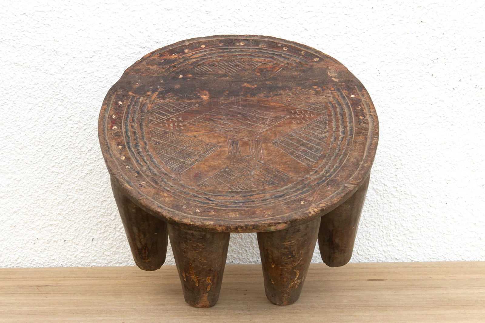 Antique Carved Round Nupe Stool - 8
