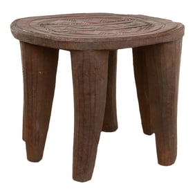 Patinated Brown Carved African Stool