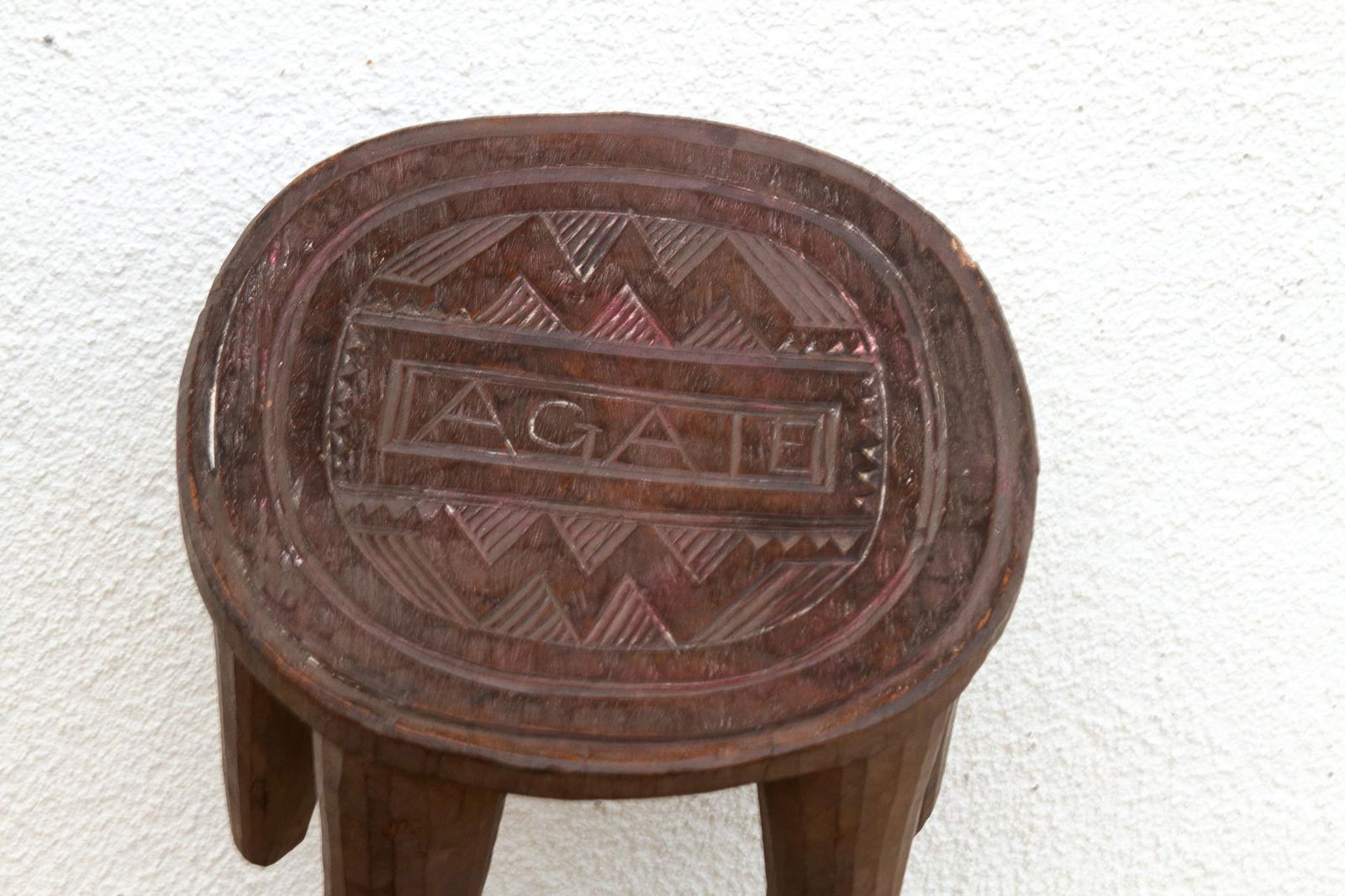 Patinated Brown Carved African Stool - 4