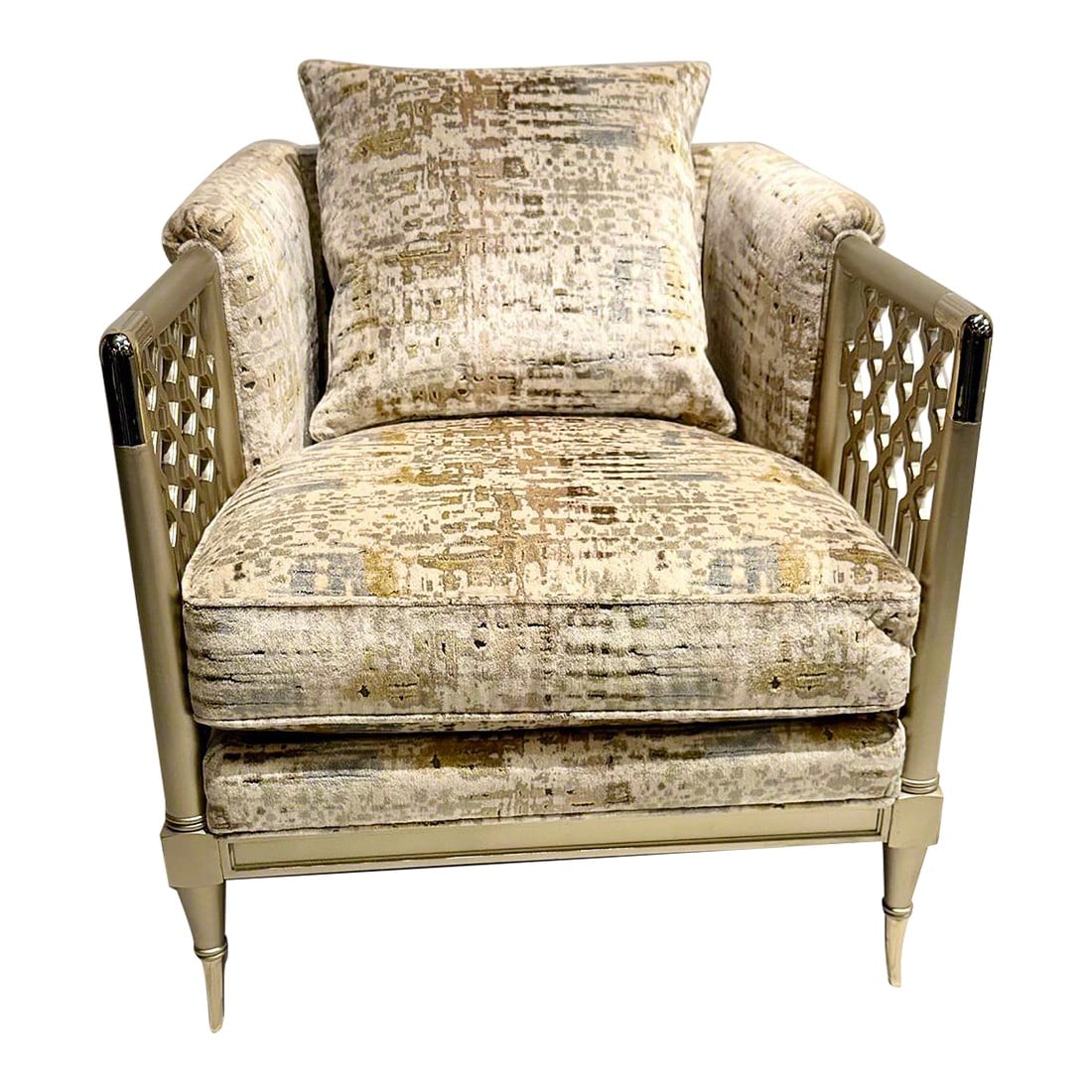 Caracole Lattice Entertain You Chair: NOTE: Delivery: Occasional delivery is available throughout the East Coast at competitive rates. Please inquire for availability and a quote. This reinterpretation of a Caracole classic, intricately