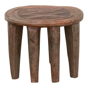 Carved Wood Tribal Round Table