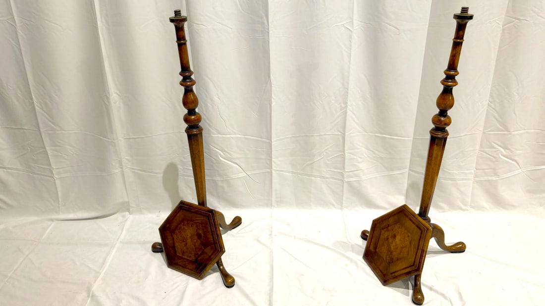 1940s Tripod Plant Stand Tables- a Pair - 7