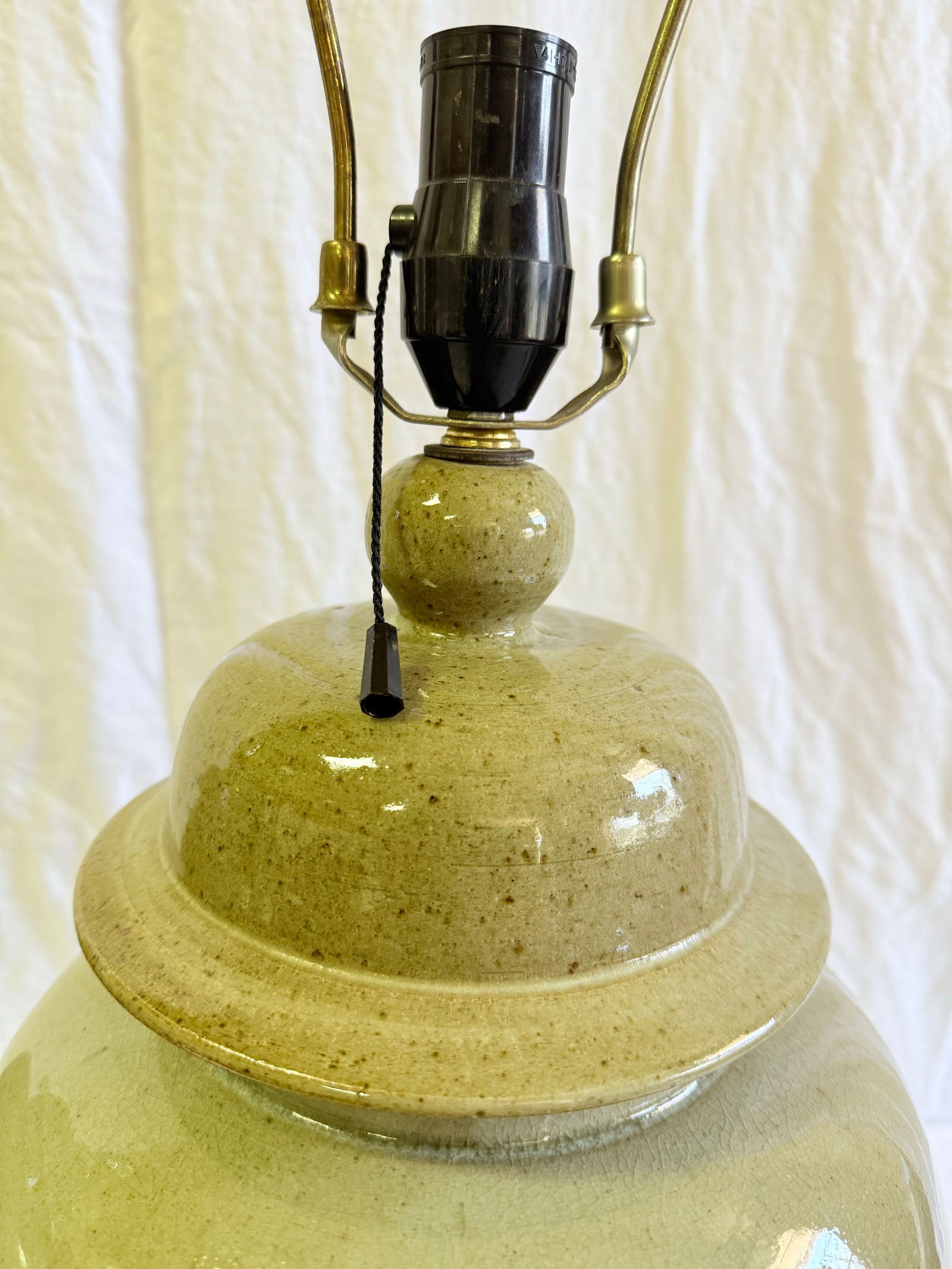 Exquisite Vintage Chinoiserie Celadon Crackle Glaze Stoneware Ginger Jar Table Lamps With Cherry Blo - 8